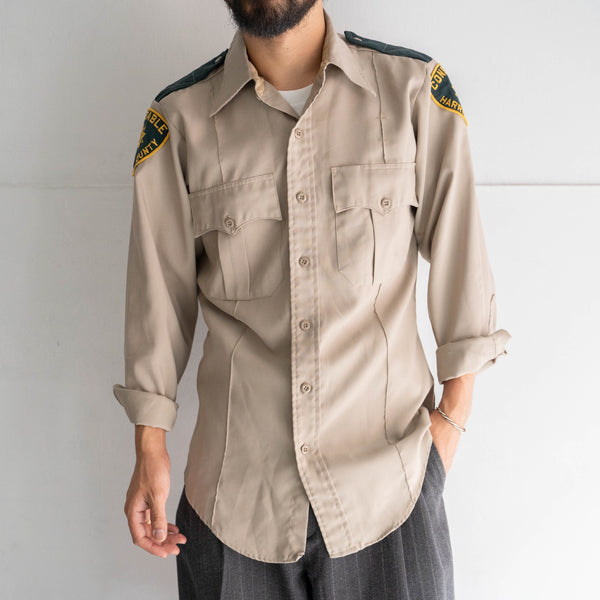 around 1970s usa beige color work shirt 'with patch'