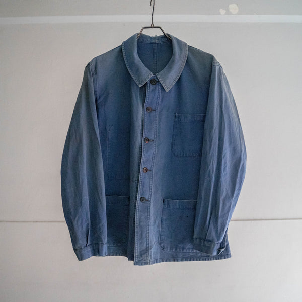 1950s France blue cotton twill work jacket 'back sun fade'