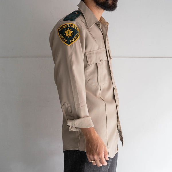 around 1970s usa beige color work shirt 'with patch'