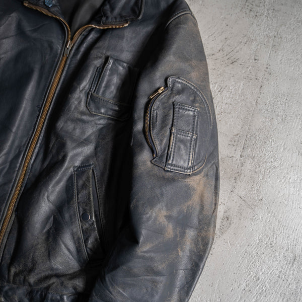 1970-90s French military pilot leather jacket -civilian type-