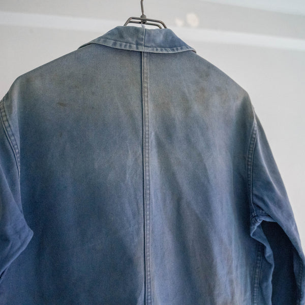 1950s France blue cotton twill work jacket 'back sun fade'