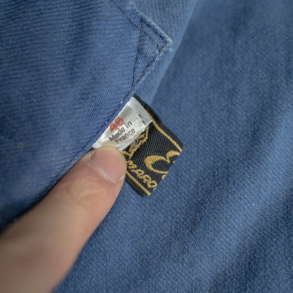 1950s France blue cotton twill work jacket 'back sun fade'