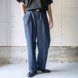 1990s Italy navy color wool two tuck slacks 'dead stock'