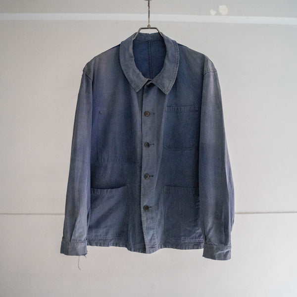 1950s France blue cotton twill work jacket 'government supply & super fade'