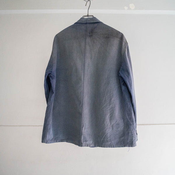 1950s France blue cotton twill work jacket 'government supply & super fade'