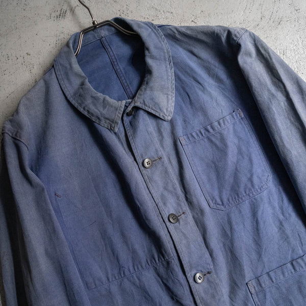 1950s France blue cotton twill work jacket 'government supply & super fade'