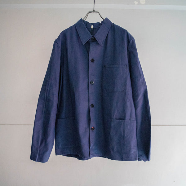around 1960s France navy cotton twill work jacket 'dead stock' -1