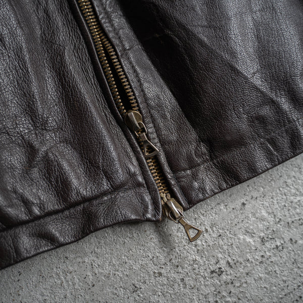1970-90s French military pilot leather jacket -brown color-