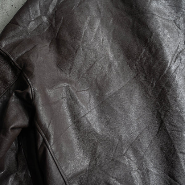 1970-90s French military pilot leather jacket -brown color-