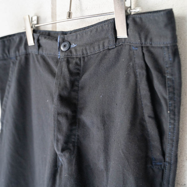 1970s France cotton twill work pants -black dyed- 'dead stock'