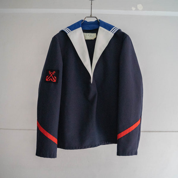 1980-90s French military navy sailor smock -with blue collar-