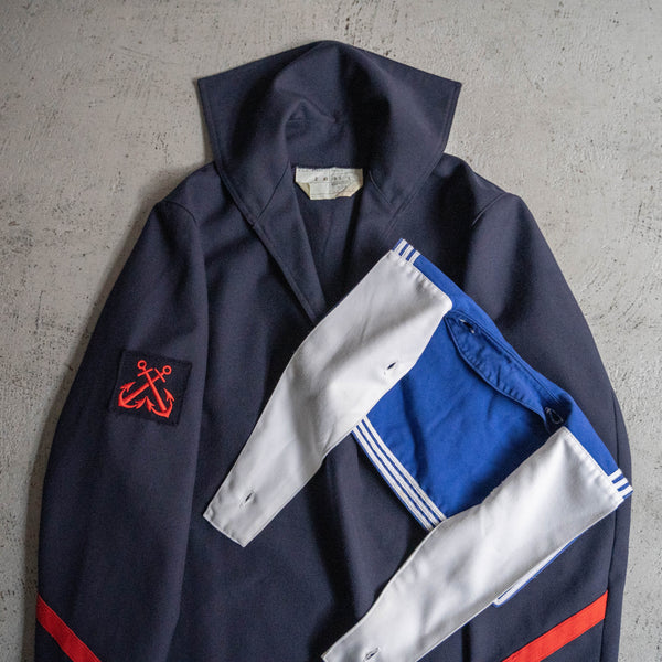 1980-90s French military navy sailor smock -with blue collar-