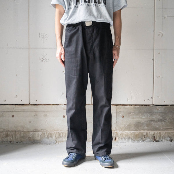 1970s France cotton twill work pants -black dyed- 'dead stock'