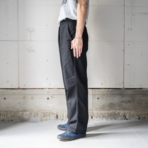 1970s France cotton twill work pants -black dyed- 'dead stock'