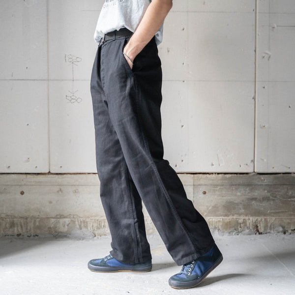 1970s France cotton twill work pants -black dyed- 'dead stock'