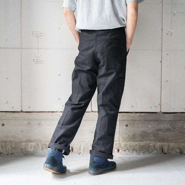 1970s France cotton twill work pants -black dyed- 'dead stock'