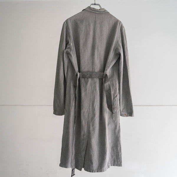 1950-60s France black chambray atelier coat -with different colors belt-