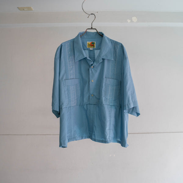 2000s blue cuba s/s shirt -smock remake-