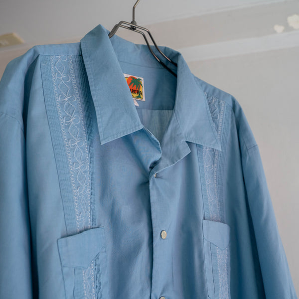 2000s blue cuba s/s shirt -smock remake-