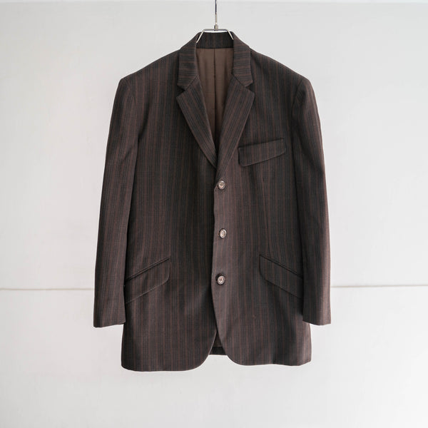 1970s Japan vintage dark brown stripe tailored jacket