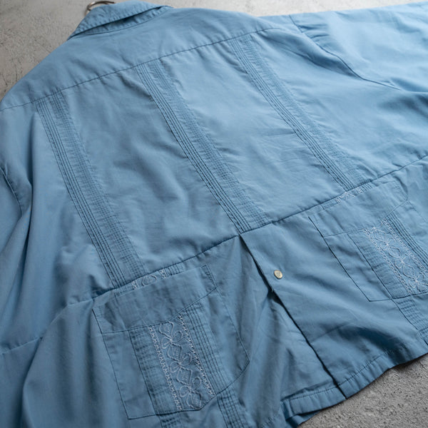 2000s blue cuba s/s shirt -smock remake-
