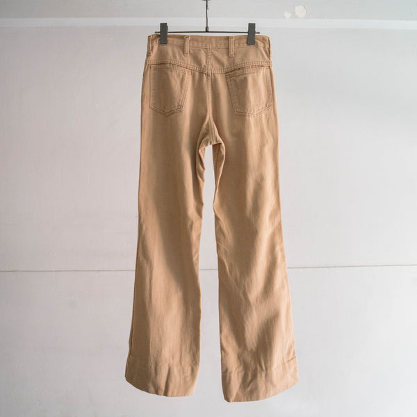 around 1970s beige color flare pants "good fabric"