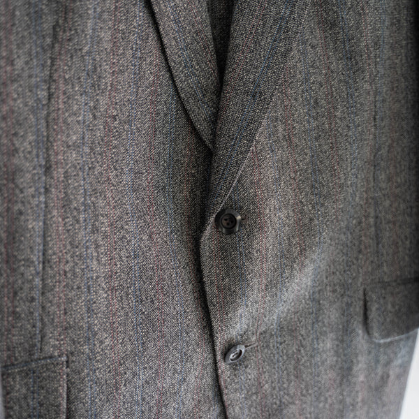 1980s Japan vintage gray based stripe tailored jacket