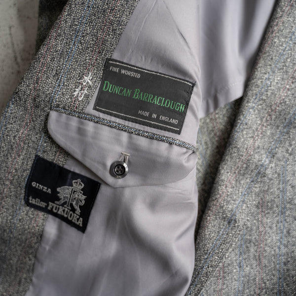 1980s Japan vintage gray based stripe tailored jacket