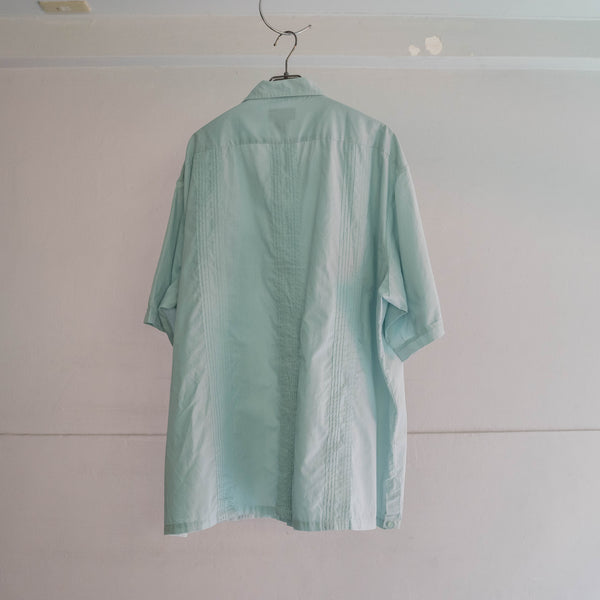 1990s mint green cuba s/s shirt -big size-