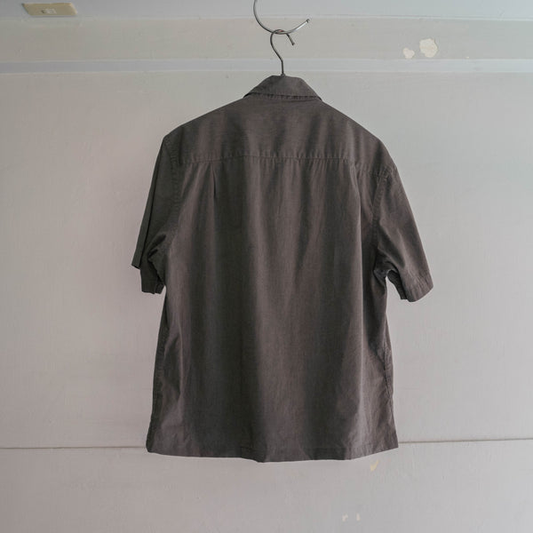 2000s gray × black line design s/s shirt -remake-
