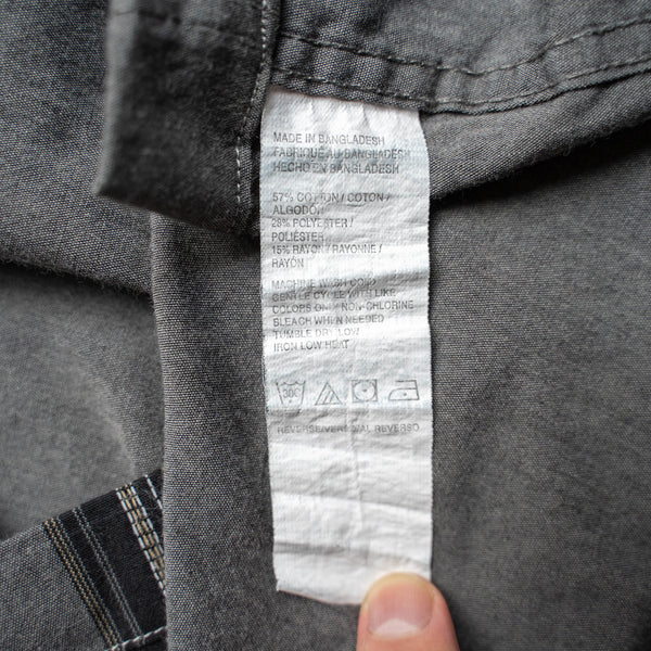 2000s gray × black line design s/s shirt -remake-