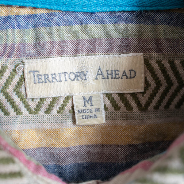 1990s multi-color ethnic pattern s/s shirt -remake-