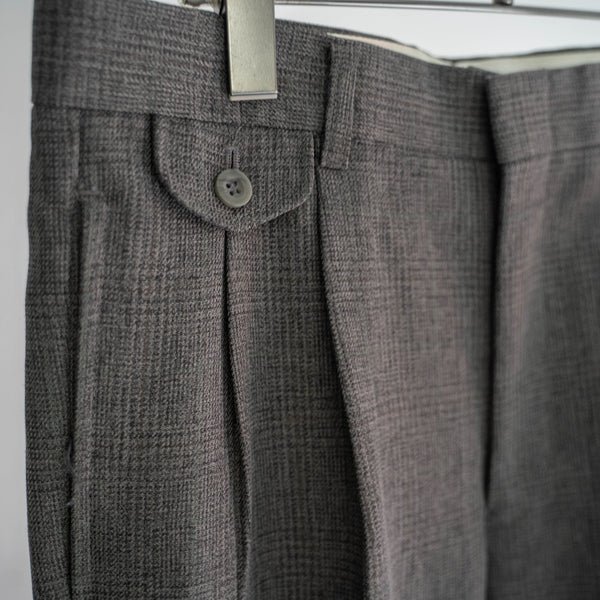 1990s Japan vintage gray green check slacks
