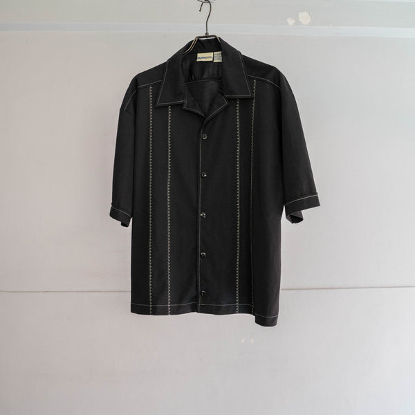 1990s black line design s/s shirt -remake-
