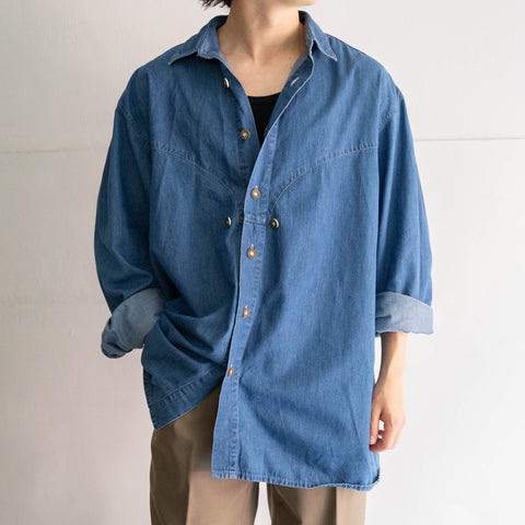 around 1990s blue denim tyrolean shirt