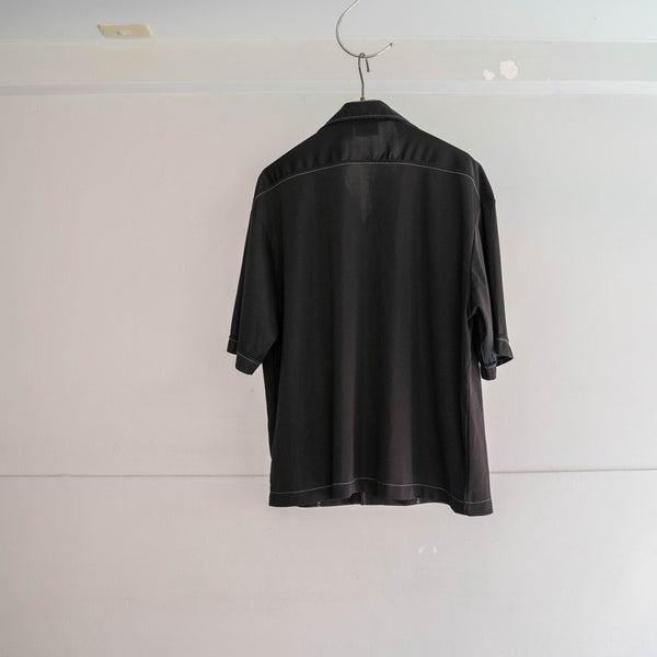 1990s black line design s/s shirt -remake-