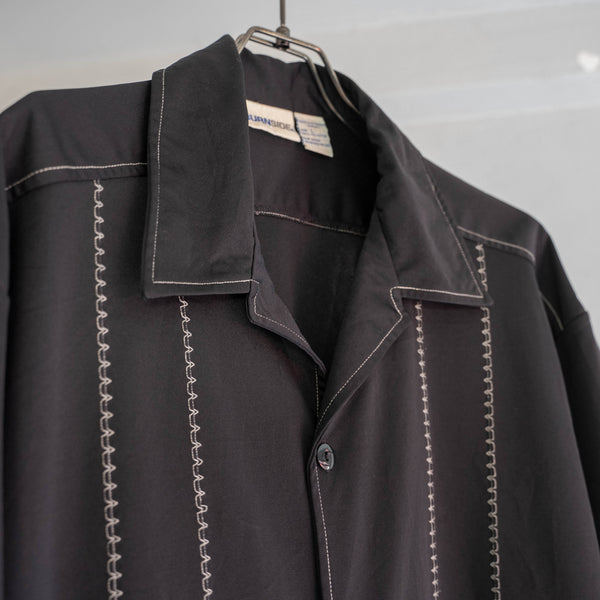 1990s black line design s/s shirt -remake-