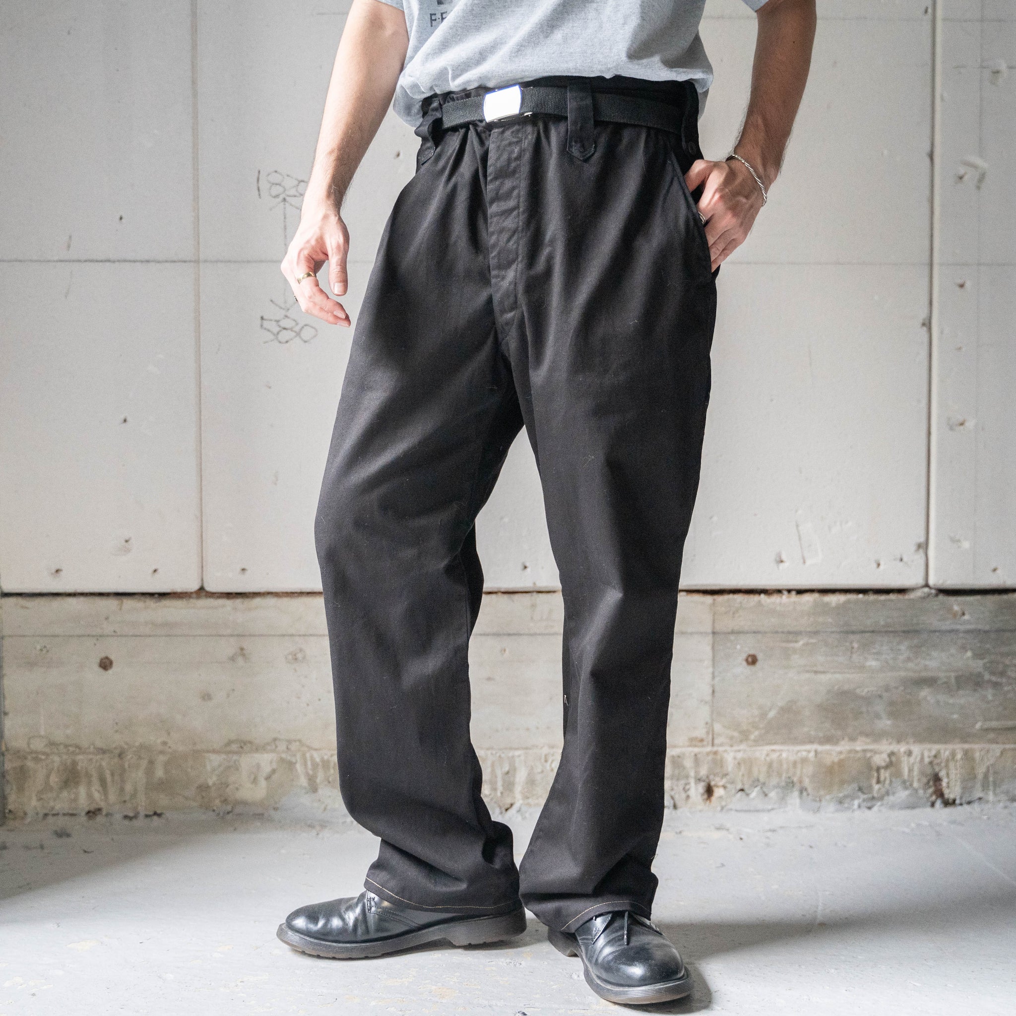 1980-90s Pakistan military Gurkha pants -black dyed- 'belt loop remake'