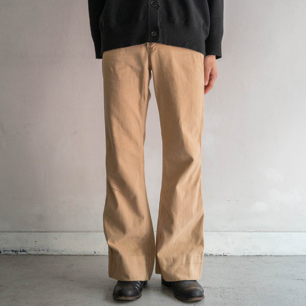 around 1970s beige color flare pants "good fabric"