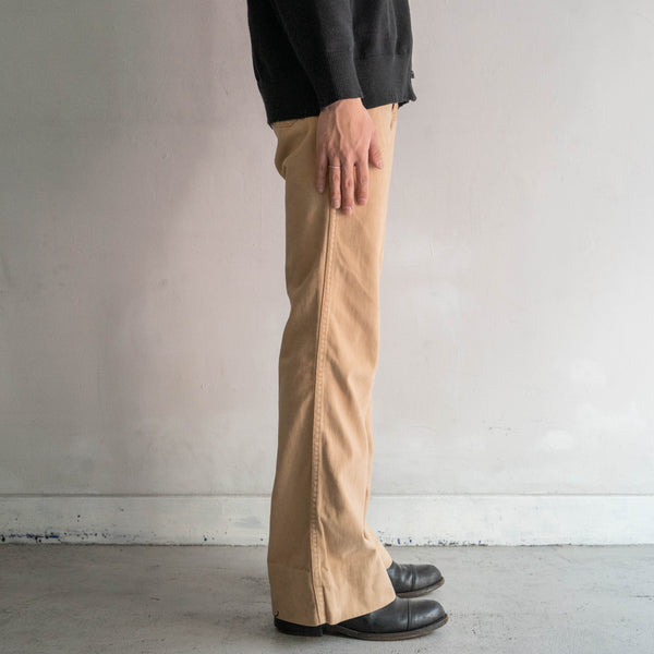 around 1970s beige color flare pants "good fabric"