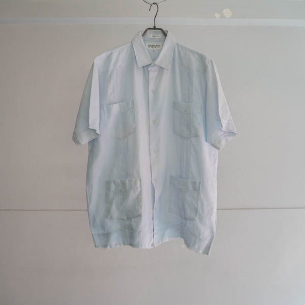 2000s light blue linen 100 cuba s/s shirt