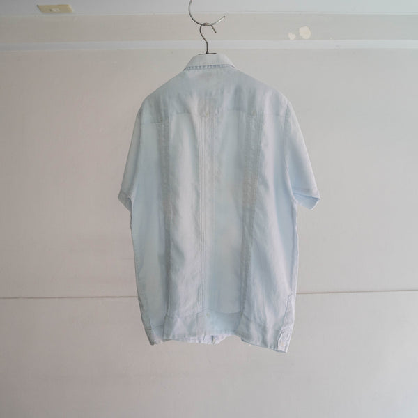 2000s light blue linen 100 cuba s/s shirt