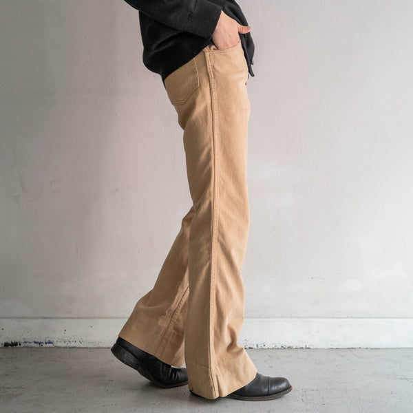 around 1970s beige color flare pants "good fabric"