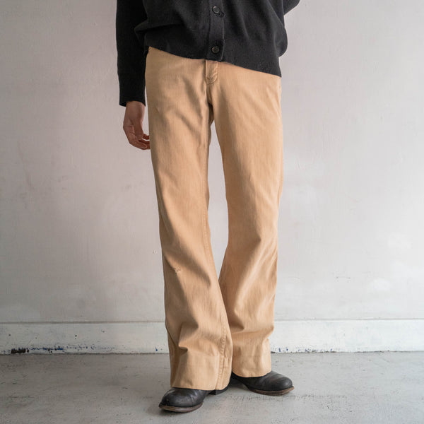 around 1970s beige color flare pants "good fabric"