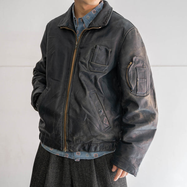 1970-90s French military pilot leather jacket -civilian type-