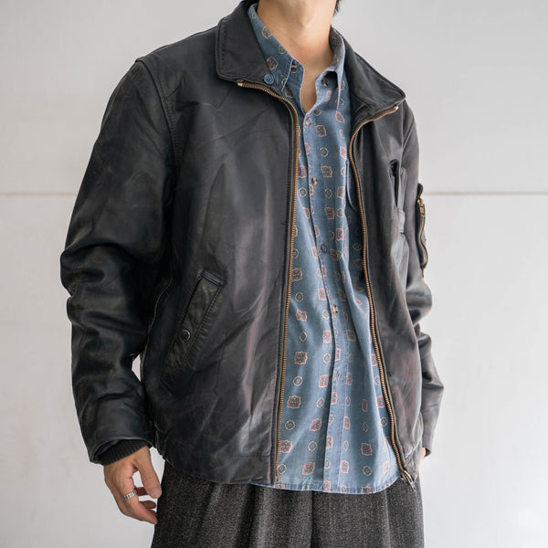 1970-90s French military pilot leather jacket -civilian type-
