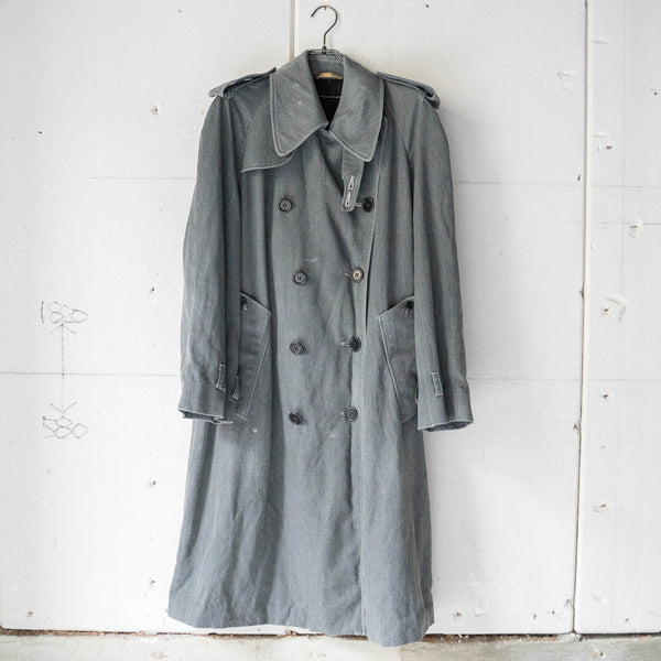 1980-90s 'Aquascutum' gray color trench coat -black dyed-