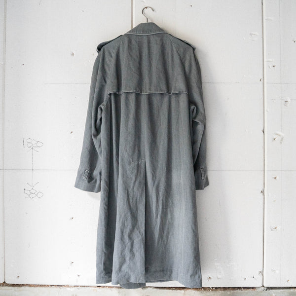 1980-90s 'Aquascutum' gray color trench coat -black dyed-