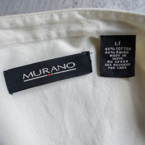 1990s ivory cotton × rayon no collar l/s shirt