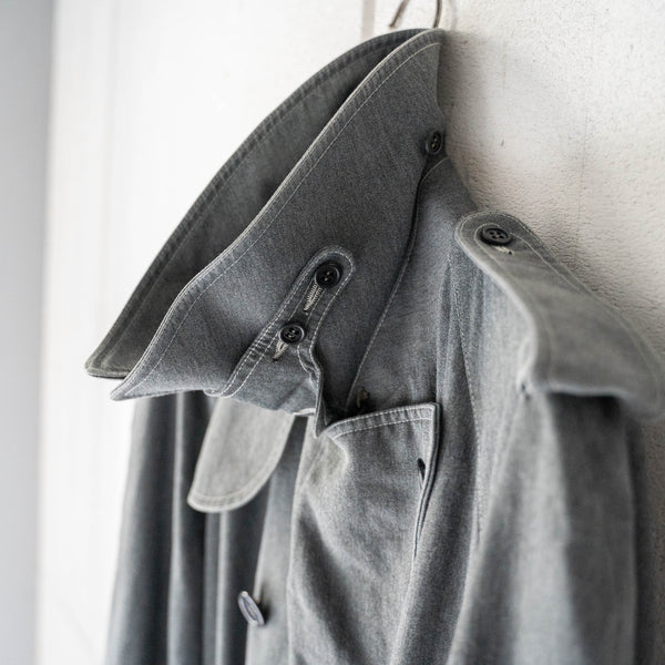 1980-90s 'Aquascutum' gray color trench coat -black dyed-